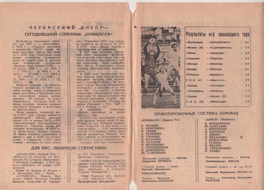 пр-ка футбол Кривбасс Кривой Рог - Днепр Черкассы 1979г. 1