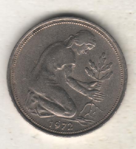 монеты 50 пфеннинг ФРГ 1972г. (не чищеная) не магнитится 1