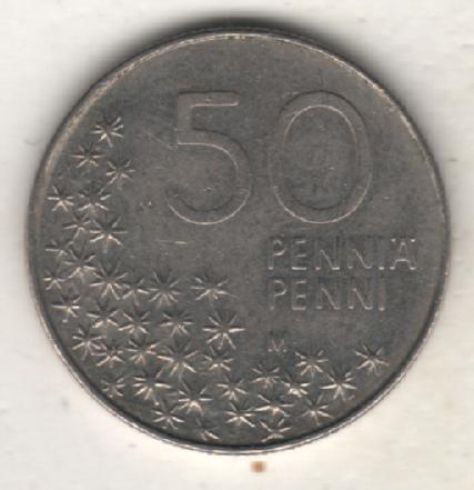 монеты 50 пенни Финляндия 1991г. (не чищеная) не магнитится