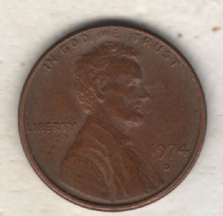 монеты 1 цент США 1974г. (не чищеная) магнитится 1