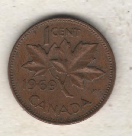 монеты 1 цент Канада 1969г. (не чищеная) магнитится