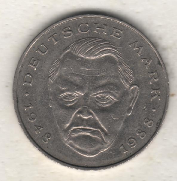 монеты 2 марки ФРГ 1991г. (не чищеная) магнитится 1