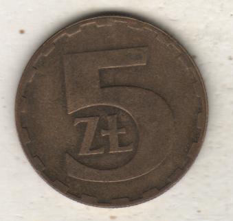 монеты 5 злотых Польша 1986г. (не чищеная) не магнитится