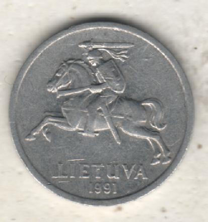 монеты 1 цент 1991г. Литва (не чищеная) не магнитится 1