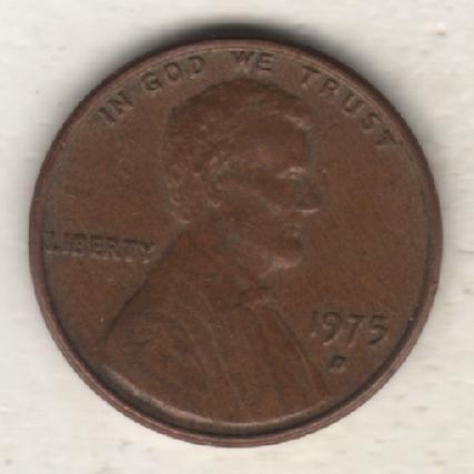 монеты 1 цент США 1975г. (не чищеная) не магнитится 1