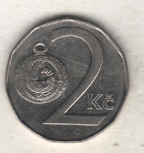 монеты 2 кроны Чехословакия 1997г. (не чищеная) магнитится