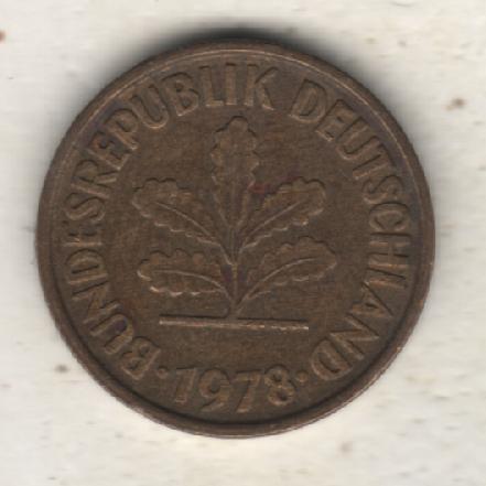 монеты 5 пфеннинг ФРГ 1978г. (не чищеная) магнитится 1