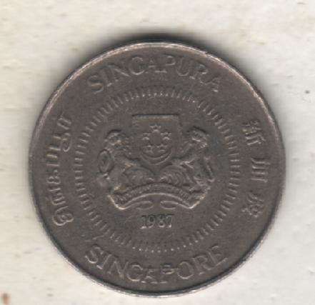 монеты 10 центов Сингапур 1987г. (не чищеная) не магнитится 1