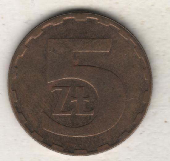 монеты 5 злотых Польша 1987г. (не чищеная) не магнитится