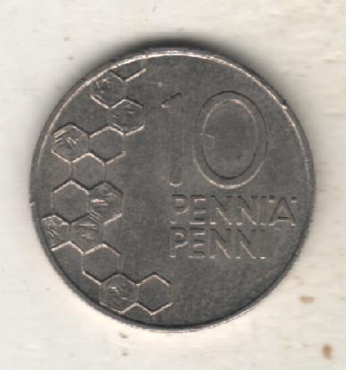 монеты 10 пенни Финляндия 1990г. (не чищеная) не магнитится