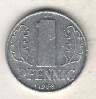 монеты 1 пфеннинг ГДР 1968г. (не чищеная) не магнитится