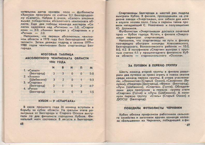 к/с футбол г.Белгород 1982г. 3