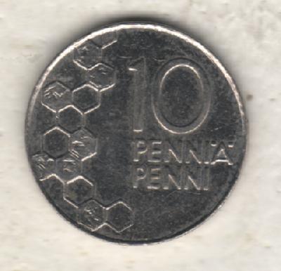 монеты 10 пенни Финляндия 2000г. (не чищеная) не магнитится