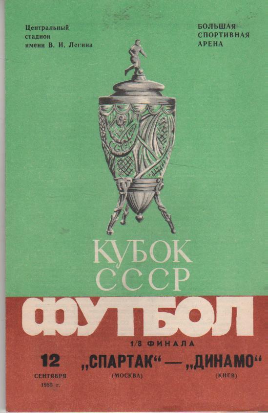 пр-ки футбол Спартак Москва - Динамо Киев кубок СССР 1/8 финала 1985г.