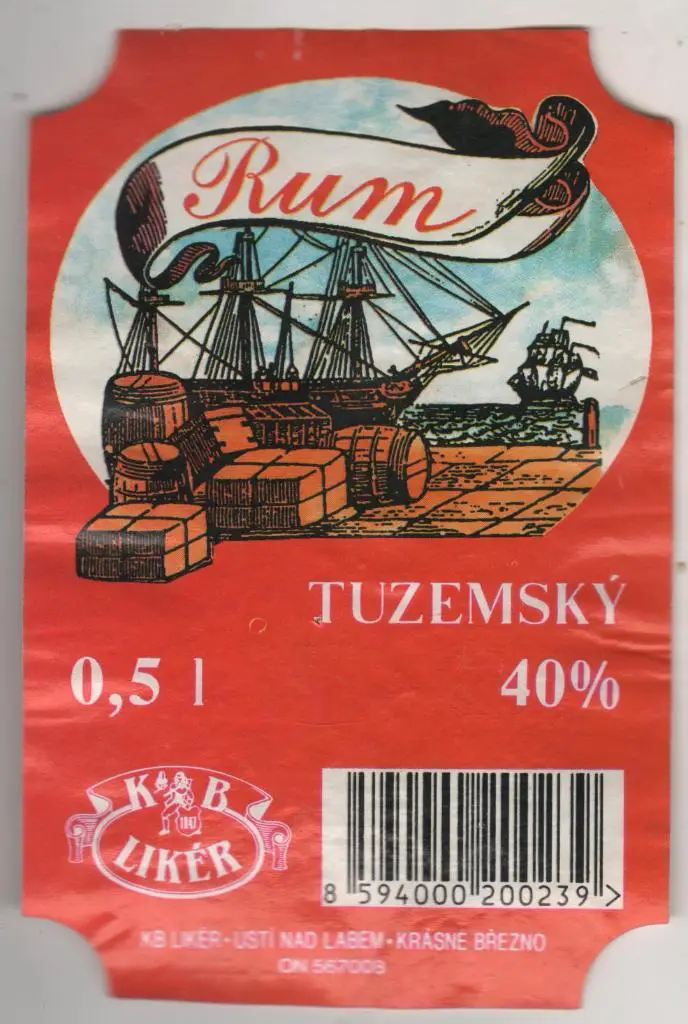 этикетка ром отмокашка Туземский водзавод г.Усти-над-Лабен, Чехия 0,5л