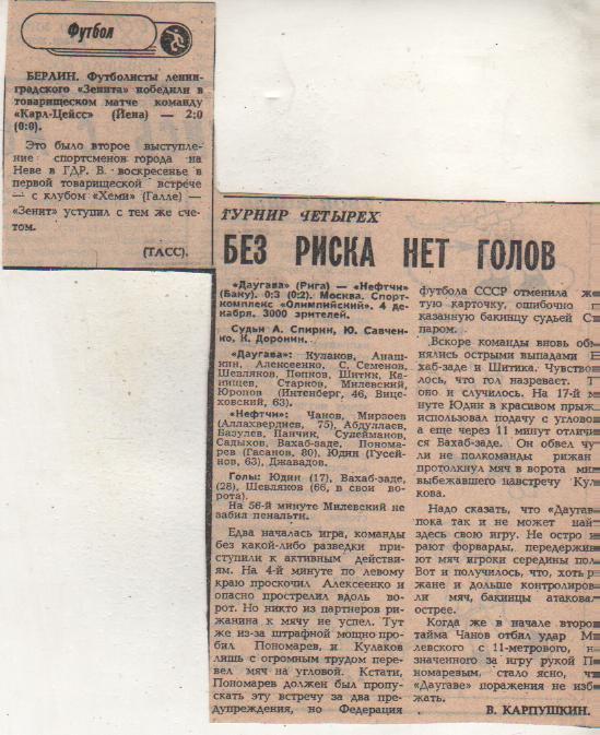 стать футбол №363 отчет о матче Даугава Рига - Нефтчи Баку 1985г.