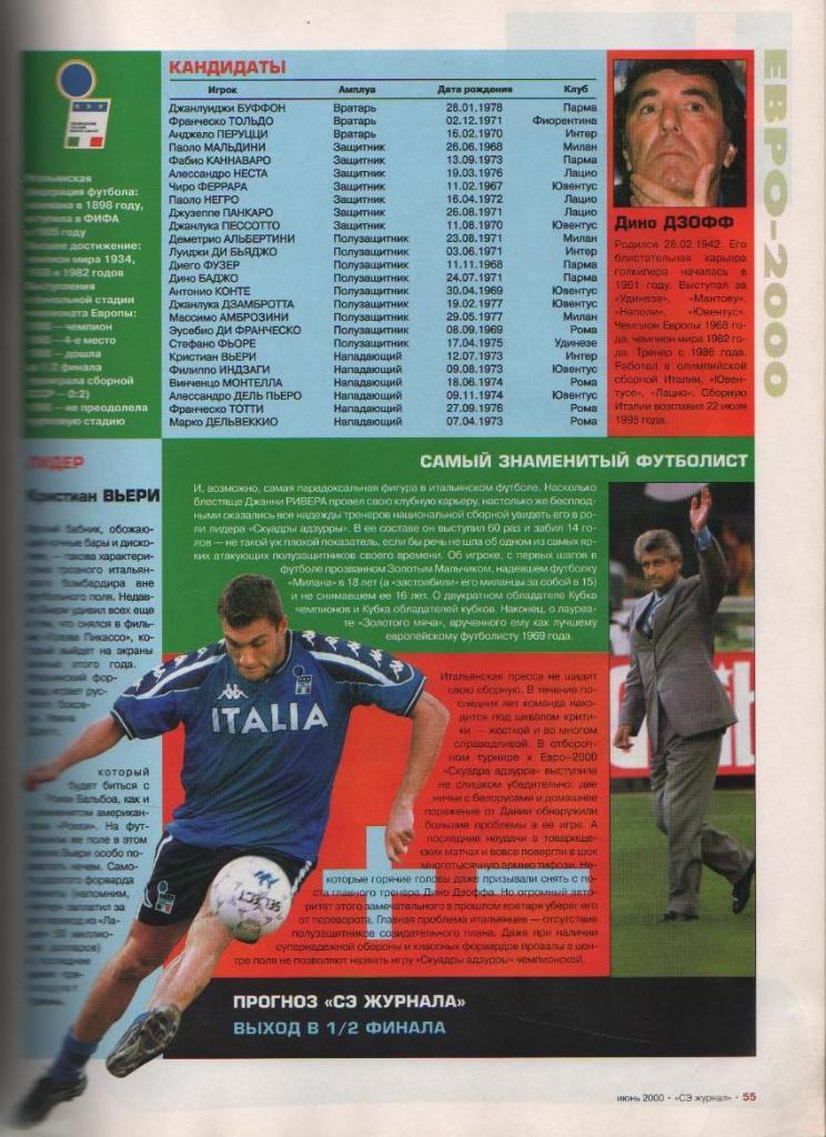 журнал футбол Спорт - экспресс г.Москва 2000г.№6 июнь 2