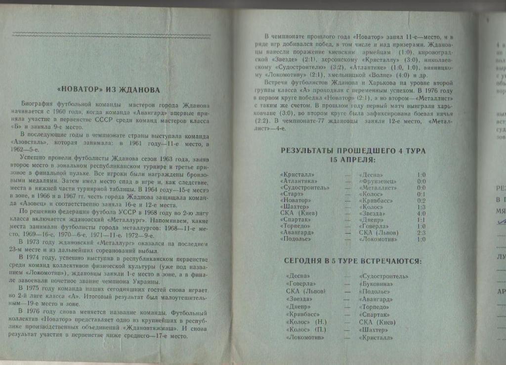 пр-ка футбол Металлист Харьков - Новатор Жданов 1978г. 1