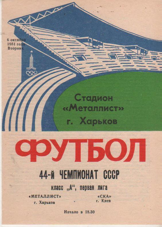пр-ка футбол Металлист Харьков - СКА Киев 1981г.