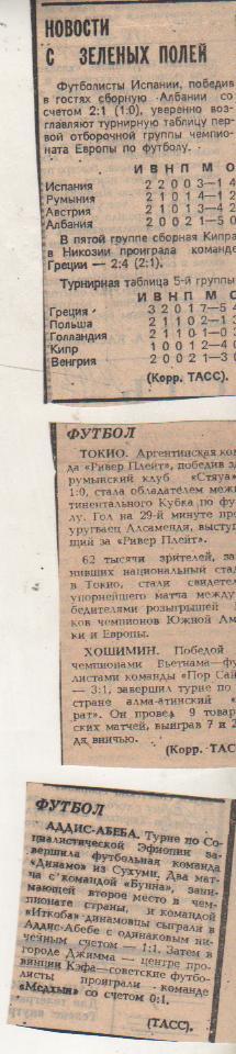 стать футбол П-8 №143 отчеты о матчах сб. Испания - сб. Албания ОМ ЧЕ 1986г.