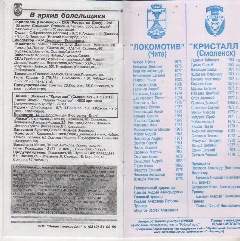 пр-ка футбол Кристалл Смоленск - Локомотив Чита 2002г. 1