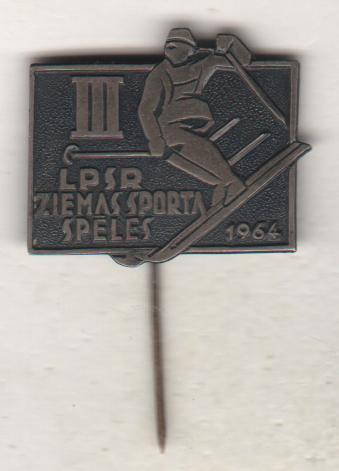 значoк лыжный III-й зимний спортивный фестиваль Латвийской ССР 1964г. горнолыжны