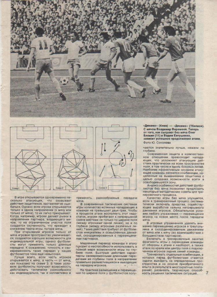 вырезки из журналов футбол матч Динамо Киев - Динамо Тбилиси 1981г.
