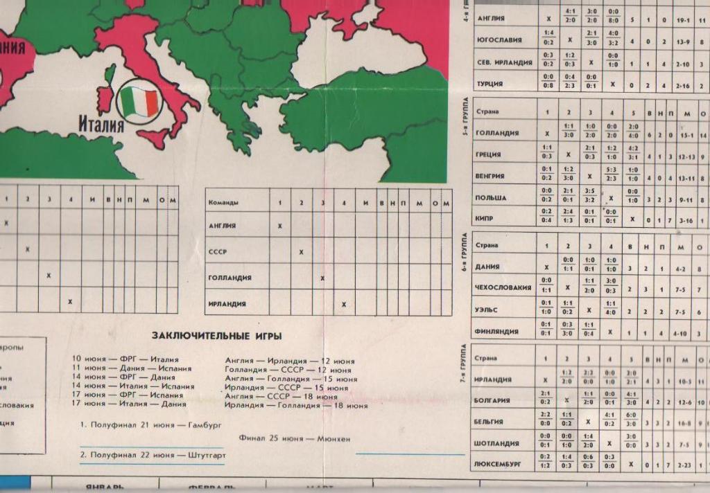 фотобуклет-плакат футбол календарь игр VIII чемпионата Европы в ФРГ финал 1988г. 1