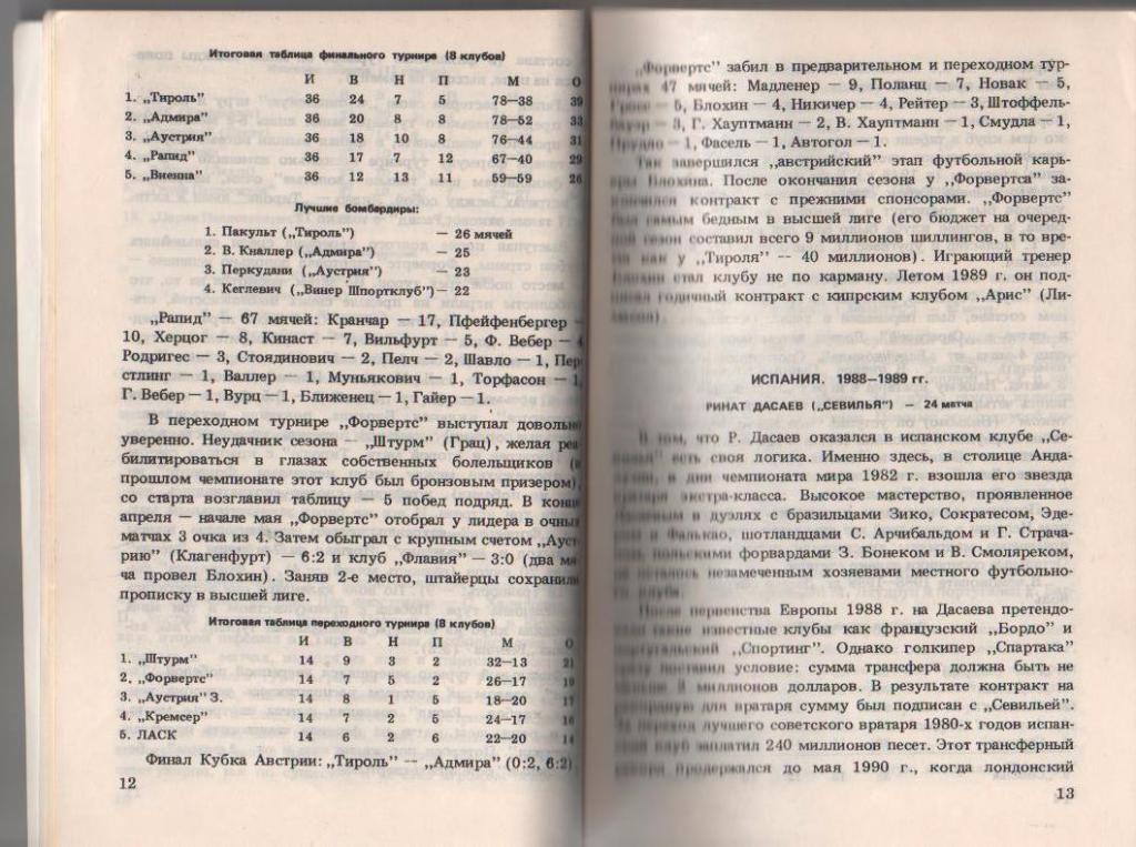 книга футбол Наши легионеры 1987-1992гг. В. Калинкович 1993г. 1