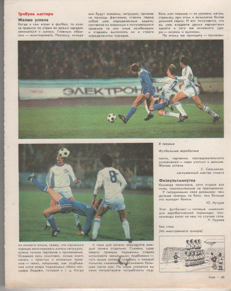 вырезки из журналов футбол фото с матча Динамо Москва - Динамо Киев 1983г.