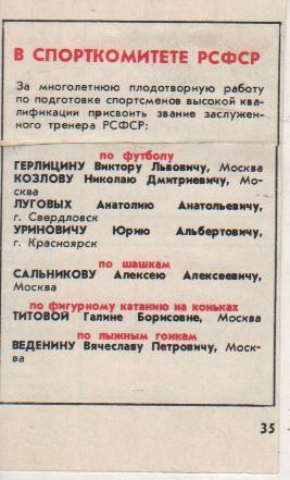 вырезки из журналов футбол присвоение заслуженного тренера РСФСР 1980г.