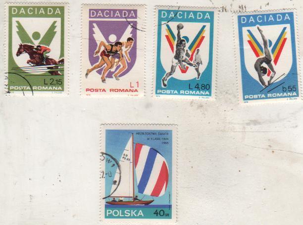 марки гашенная парусный первенство Европы класс Финн Польша 1965г