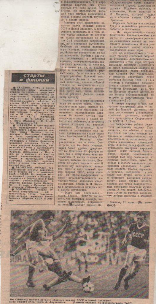 статьи футбол П11 №284 статья Перед третьим звонком ЧМ Испания 1982г.