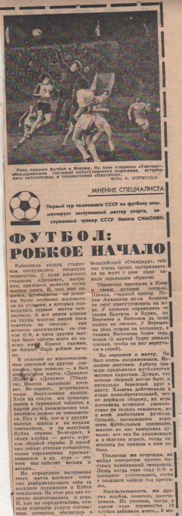 ста футбол П11 №293 отчет о матче Динамо Киев - Динамо Тбилиси 1982г.