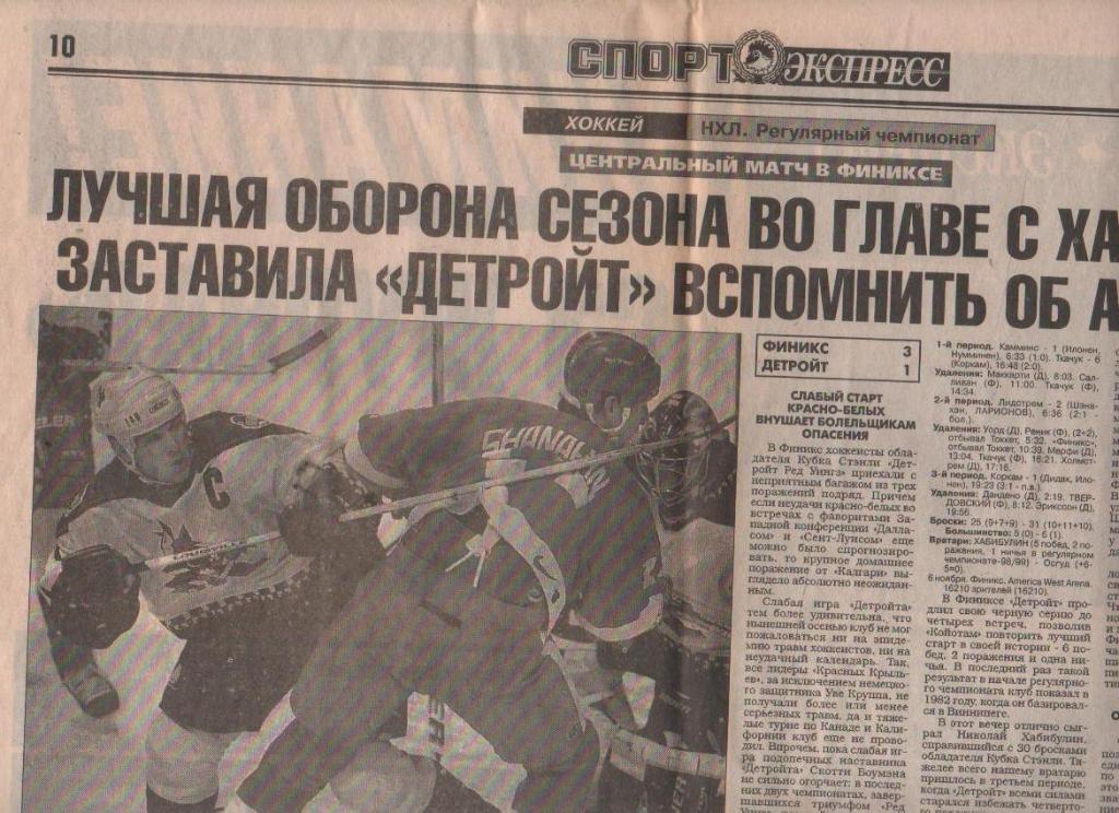 статьи х/ш П1 №151 отчеты очередного тура в НХЛ 1998г.