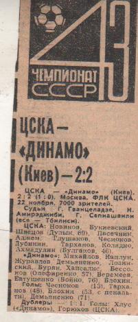 статьи футбол П12 №132 отчет о матче ЦСКА Москва - Динамо Киев 1980г.