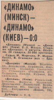 стат футбол П12 №234 отчет о матче Динамо Минск - Динамо Киев 1980г.