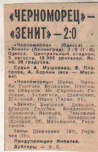 ста футбол П12 №288 отчет о матче Черноморец Одесса - Зенит Ленинград 1980г.