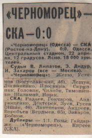 ста футбол П12 №300 отчет о матче Черноморец Одесса - СКА Ростов/Дон 1980г.
