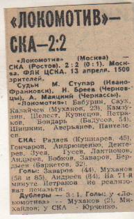 ста футбол П12 №306 отчет о матче Локомотив Москва - СКА Ростов/Дон 1980г.