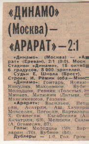 статьи футбол П12 №324 отчет о матче Динамо Москва - Арарат Ереван 1980г.