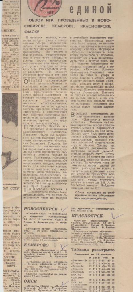 стат х/м П1 №322 отчеты о матчах Енисей Красноярск - Волга Ульяновск 1977г.