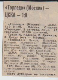 стат футбол П13 №210 отчет о матче Торпедо Москва - ЦСКА Москва 1983г.