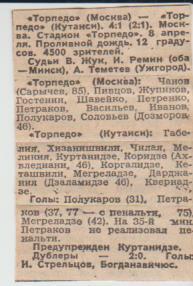 статьи футбол П13 №234 отчет о матче Торпедо Москва - Торпедо Кутаиси 1983г.