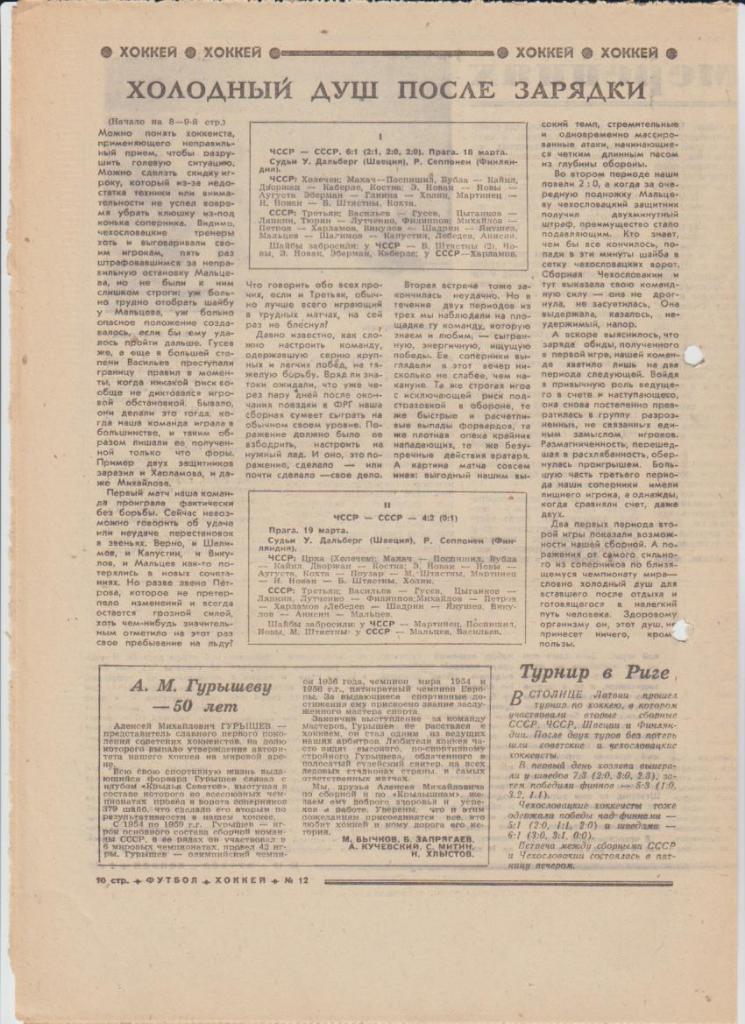 газ К спорт еженедельник Футбол-Хоккей г.Москва 1975г. №12 Старшинов 2