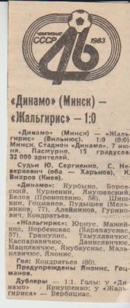 статьи футбол П14 №36 отчет о матче Динамо Минск - Жальгирис Вильнюс 1983г.