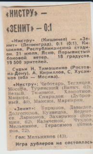 статьи футбол П14 №132 отчет о матче Нистру Кишинев - Зенит Ленинград 1983г.
