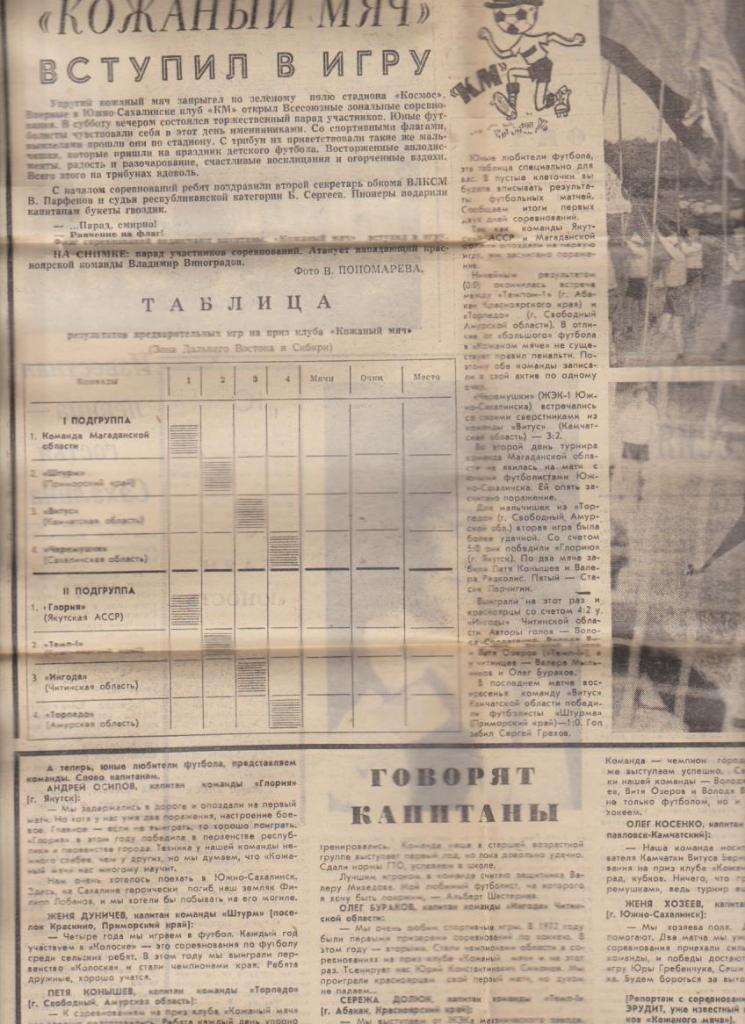 статьи футбол №140 Зональный турнир Сибири и Д. Востока КМ с таблицами 1973г.
