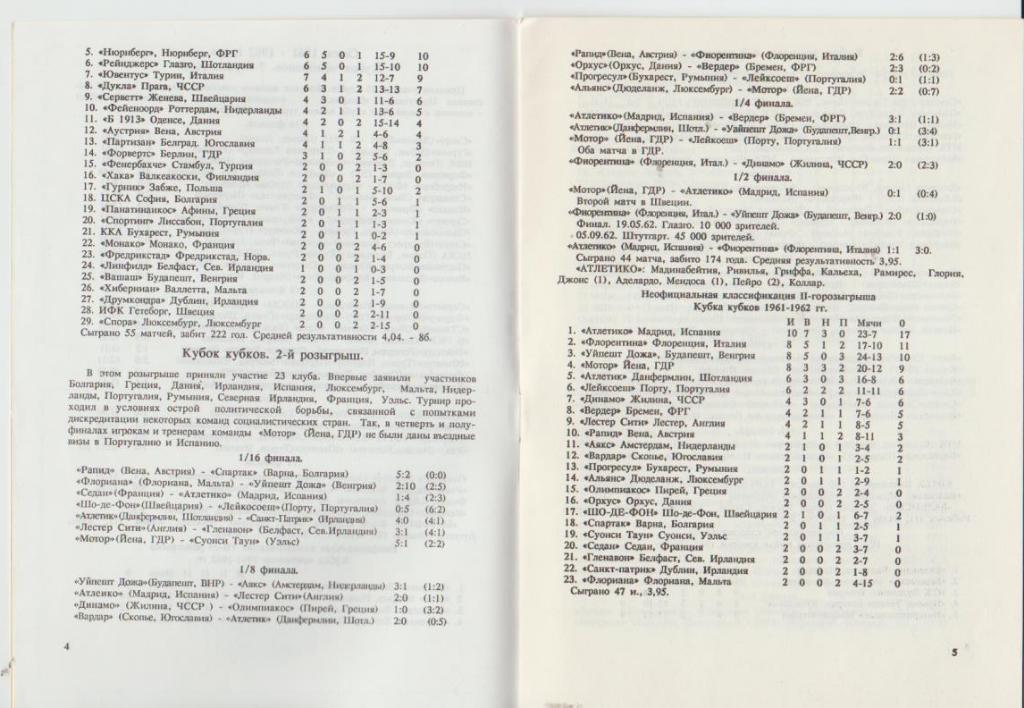 книга-справочник футбол Европейские клубные турниры Н. Травкин 1991г. часть 2 2