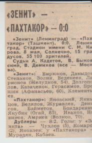 стат футбол П14 №342 отчет о матче Зенит Ленинград - Пахтакор Ташкент 1983г